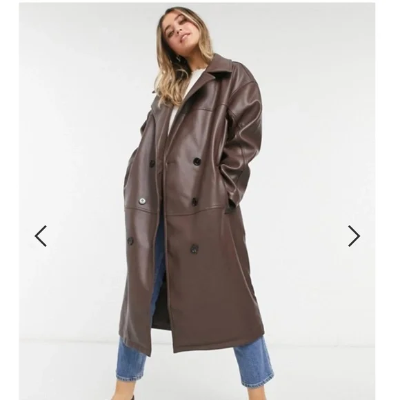 ASOS Jackets Coats Asos Design Leather Look Oversized Coat